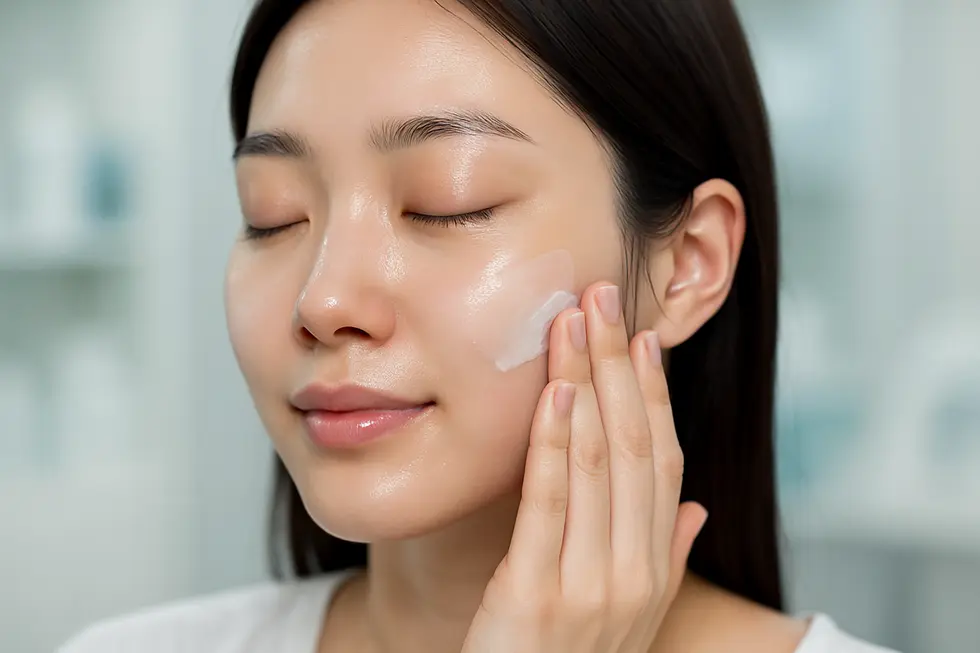 リジュランヒーラー施術後の肌に優しく保湿ケアを行う様子。効果を最大限に引き出すための大切なステップです。