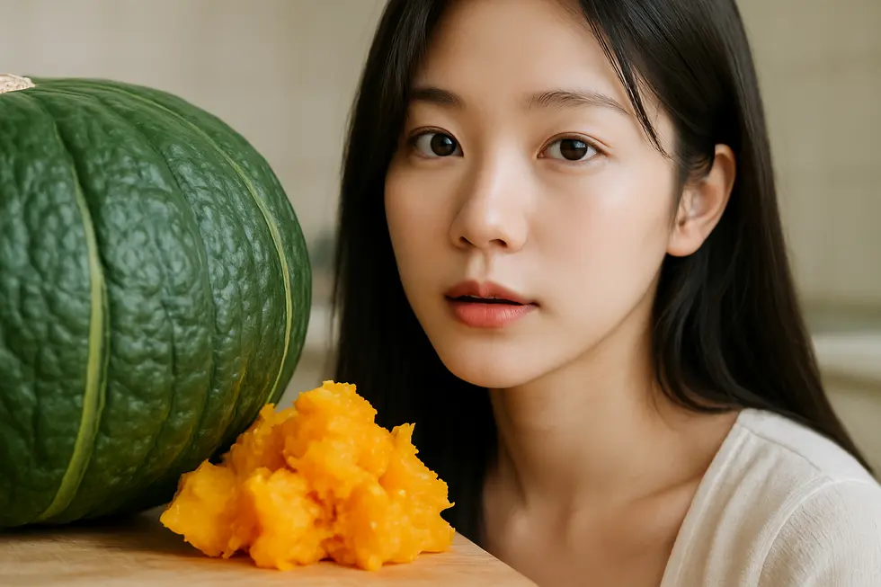 かぼちゃの皮と果肉の比較。皮には栄養がぎゅっと詰まっています。