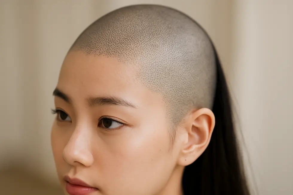 ヘアタトゥー（SMP）による毛根の再現イメージ。自然な仕上がりが期待できます。