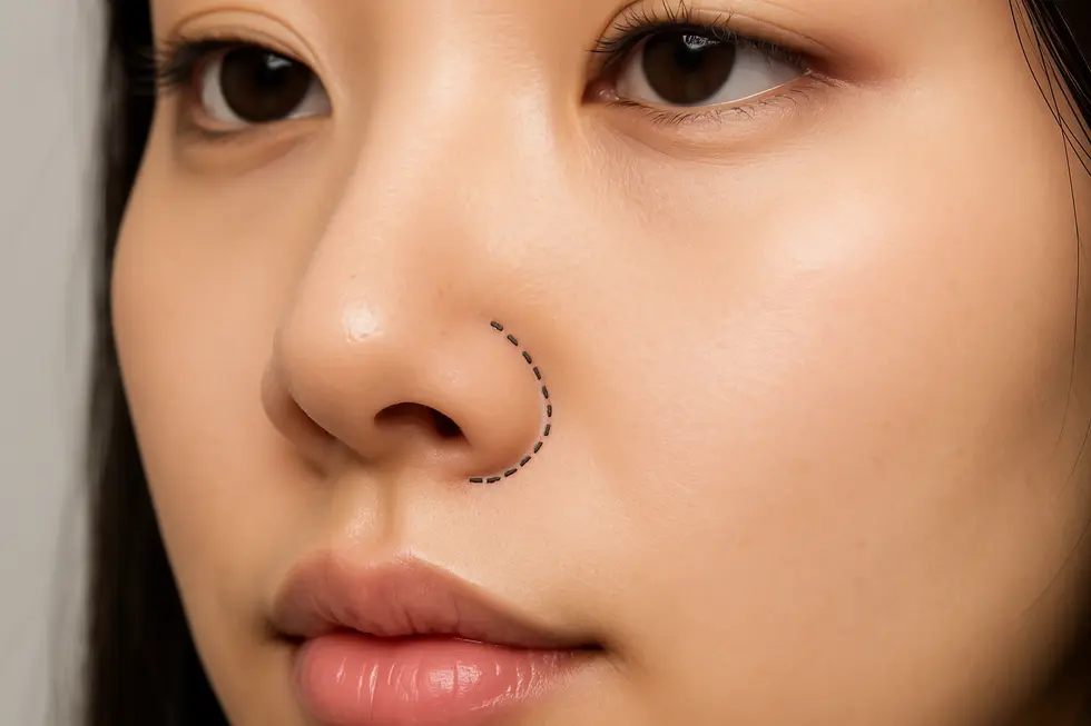 小鼻縮小手術の原理とアプローチ方法のイメージ。