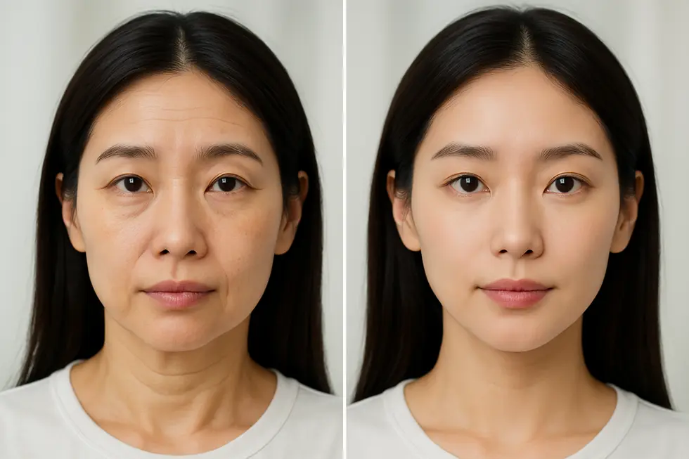 ラフェラ施術で期待できる、引き締まったフェイスラインの変化。