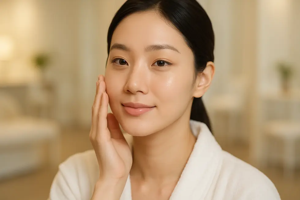 フィラー溶解注射後の適切なケアで、自信を取り戻し、笑顔で過ごす姿。