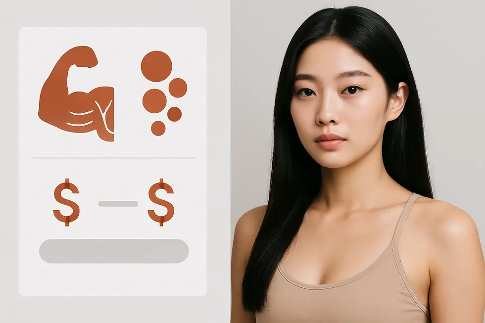 コアスカルプトの期待される効果と一般的な費用構造。