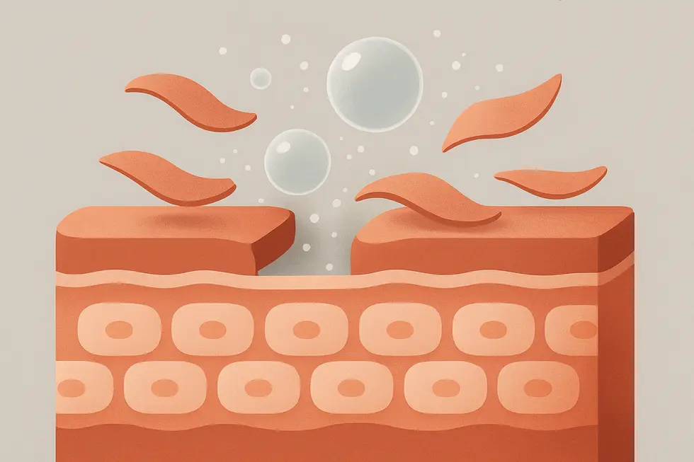 ピーリングの原理：古い角質を除去し、肌の再生を促します。