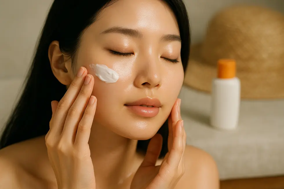 施術後のデリケートな肌に優しい保湿と、紫外線対策の重要性を示したイメージ。