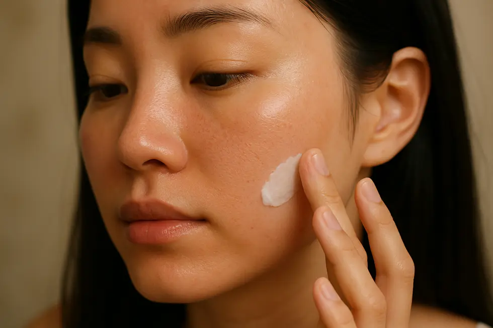 エコツーフラクセル施術後の肌の回復過程と丁寧なアフターケアの様子。