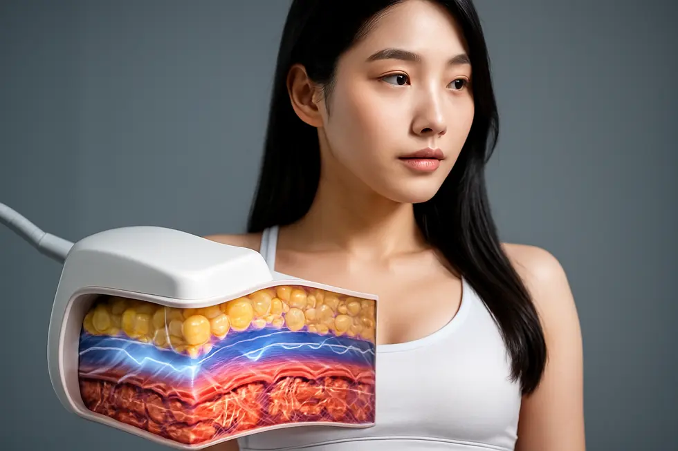 HIFEM®技術が筋肉と脂肪に同時に作用するメカニズムを解説。