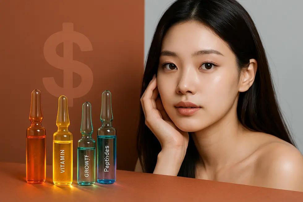 セルフィアスで期待できる肌効果と、費用構成を示すイメージ。