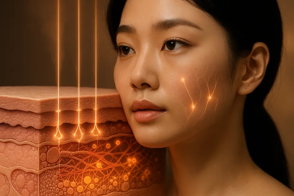 プラズマが肌細胞に作用するメカニズムのイメージ。