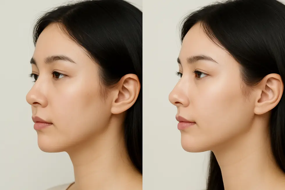 テスリフトノーズの施術前後における鼻の形状変化のイメージ。