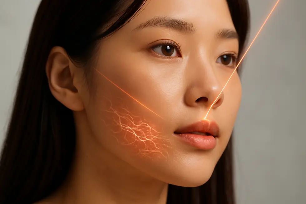 バレリーナレーザーの熱エネルギーがコラーゲン再構築を促進する様子