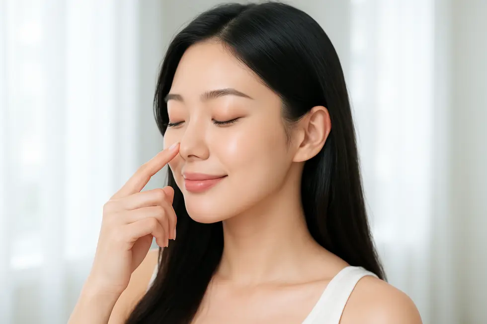 テスリフトノーズ後の満足感を表現する女性のイメージ。