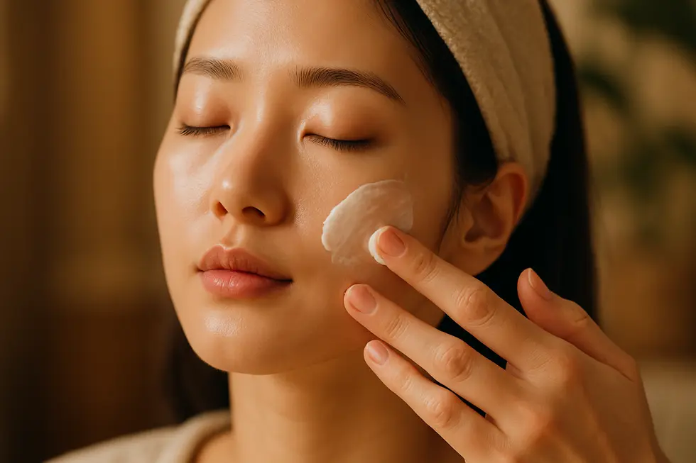 インモードFX施術後の肌を優しくケアする様子。十分な保湿と紫外線対策が効果の維持に繋がります。