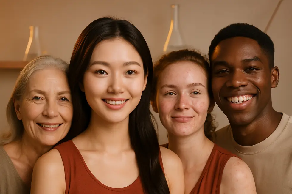 エクソマージが幅広い肌タイプの方に適応できることを示すイメージ。