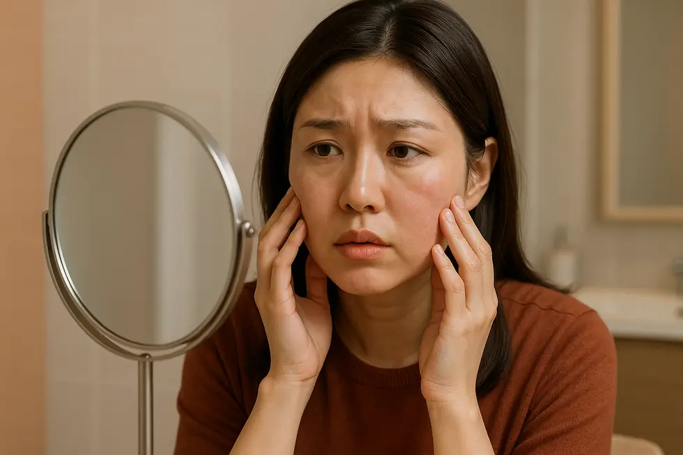 顔の整形におけるリスクと注意事項を確認する女性の様子。