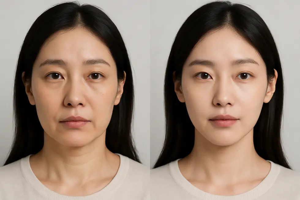 Nコアリフティングによるたるみ改善効果と施術費用の目安。