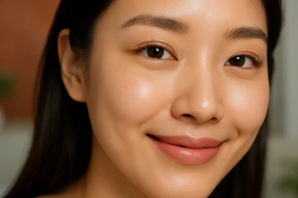 目元注射後のケアと維持の重要性を示す、美しく健康的な目元の写真。