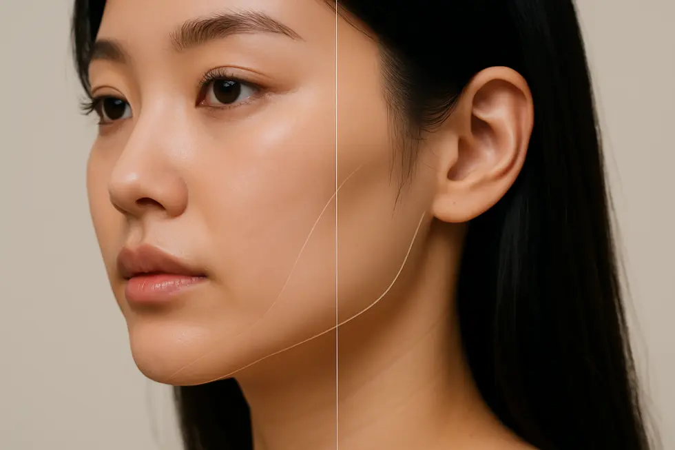 フェイスライン管理による変化：Before & Afterのイメージ。