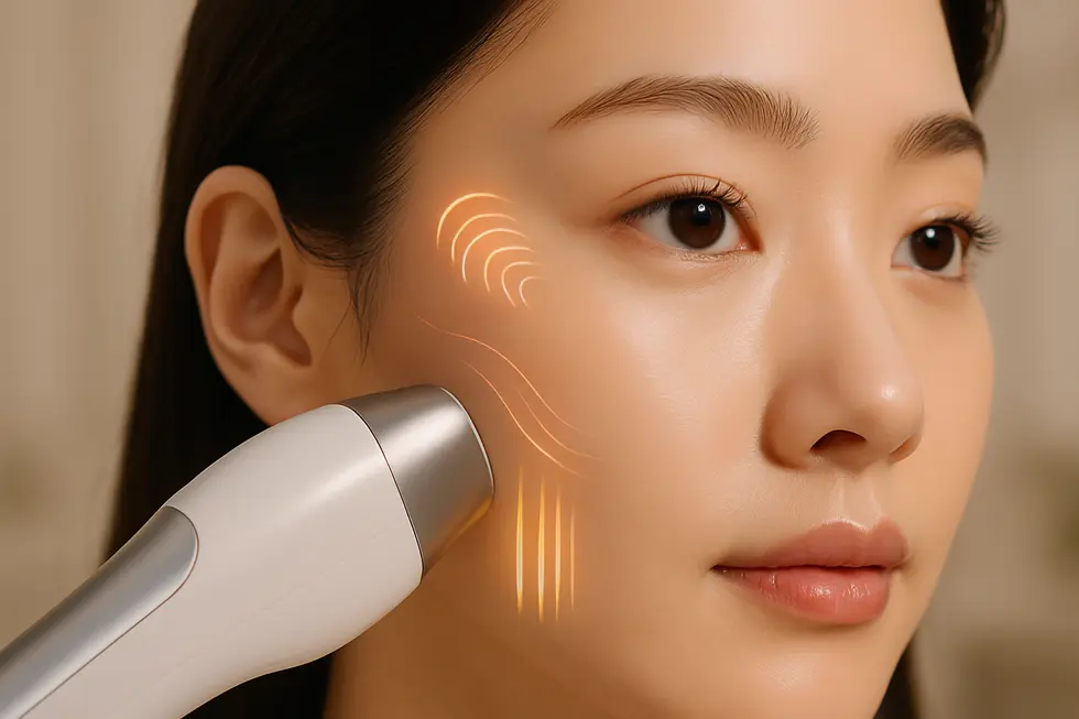 アイシュリンクのメカニズム：熱エネルギーでコラーゲンを活性化し、目元のハリと弾力を取り戻します。