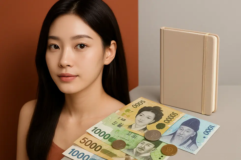 ダブルタイト施術の価格帯と費用構造について、韓国ウォンをイメージした視覚的なガイド。