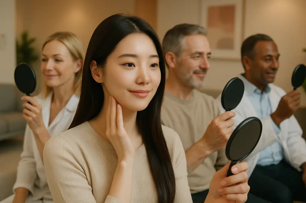 テンセラ施術後の変化を穏やかに実感している人々の様子。