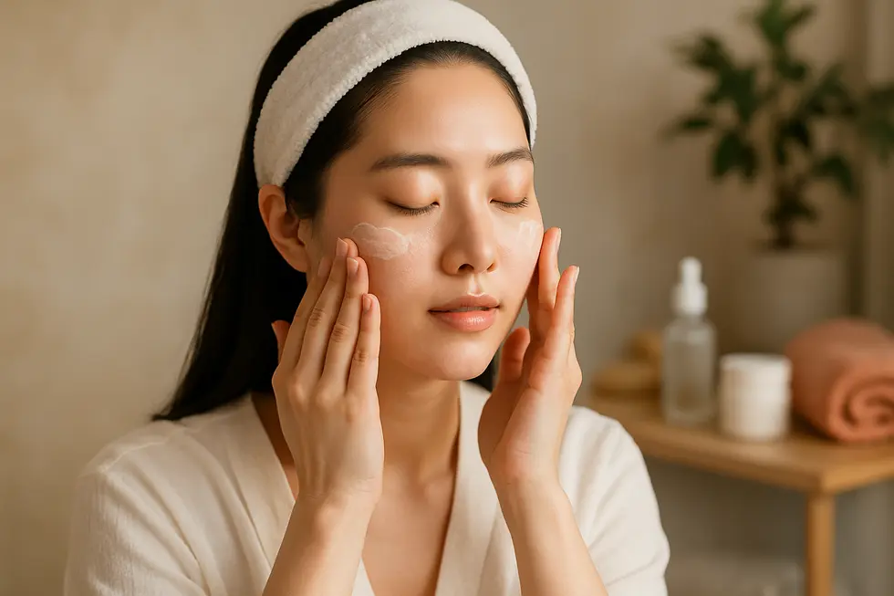 テンセラ施術後の肌を優しくケアし、効果を長持ちさせる様子。