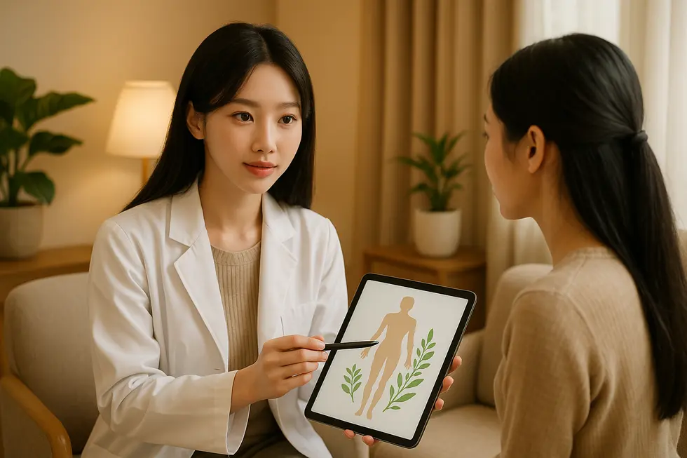 体脂肪移植に関する専門医との丁寧なカウンセリング風景。