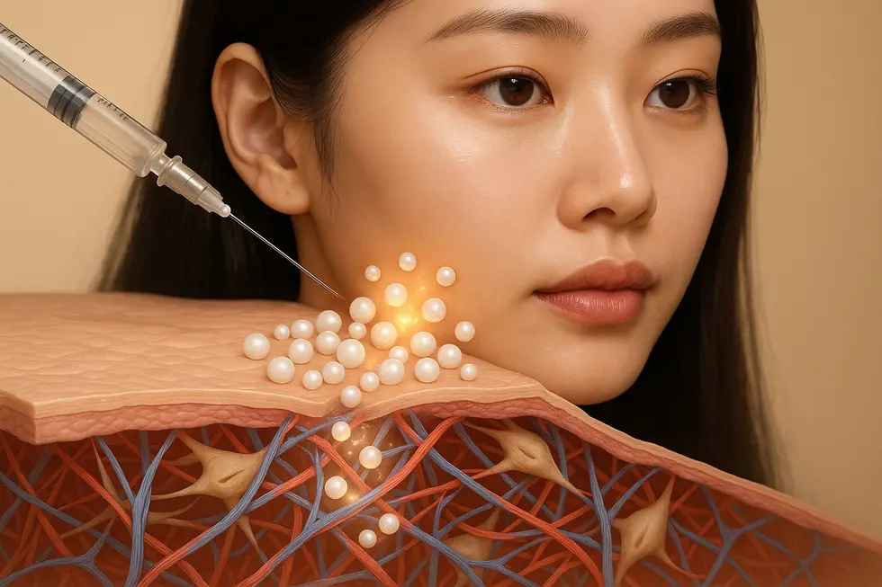 オリディアの主成分PLLAが、肌の線維芽細胞を刺激し、コラーゲン生成を促進するメカニズム。