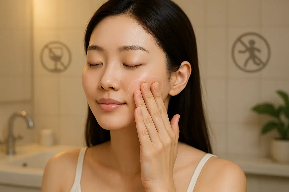 オリディア施術後の重要なアフターケア、「5-5-5ルール」マッサージの様子と避けるべき行動。