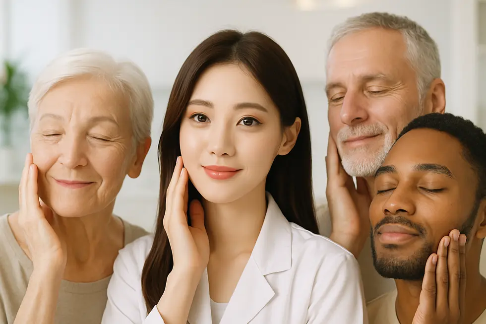 リジュベラックスの多様な適用対象者と、肌悩みに寄り添うイメージ。