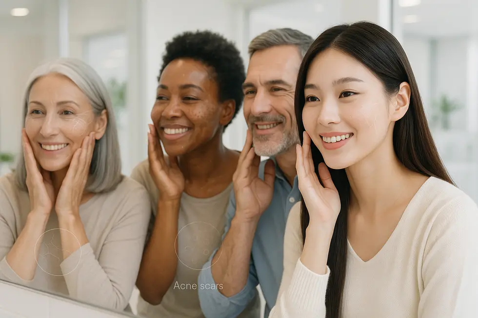 スカーレットレーザーで改善が期待できる肌悩みと、施術後に注意すべき点を分かりやすく示したイメージ。