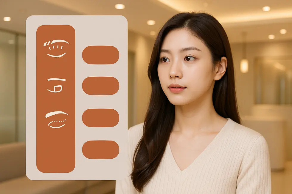 眉リフトの施術方法ごとの価格帯と、費用に含まれる一般的な項目を示したガイド。