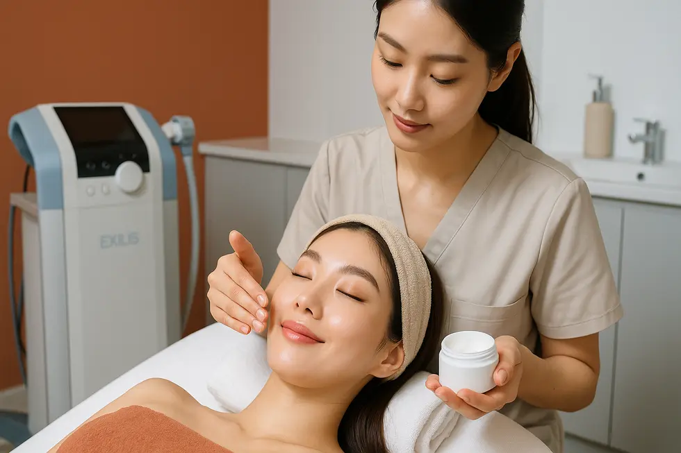 エクスカ施術後の適切なケアで効果を長持ちさせる様子。