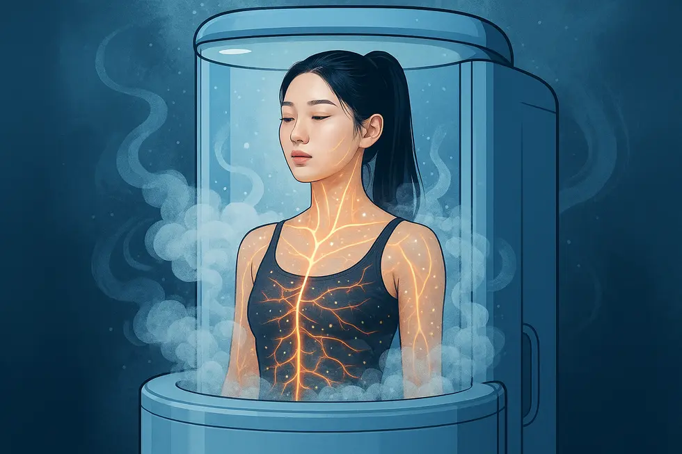 크라이오테라피, 극저온 환경이 신진대사를 촉진하는 원리를 시각화했어요.