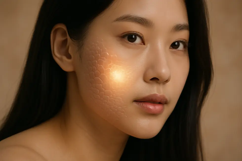 피부 속 콜라겐 재생 원리를 시각화한 이미지.