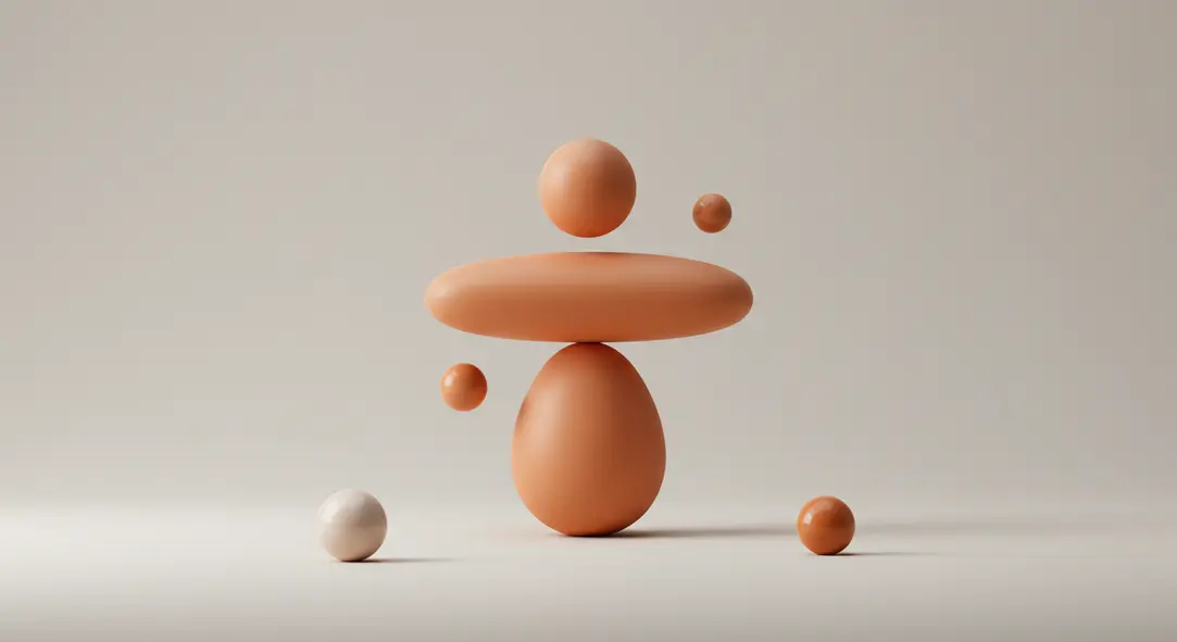 몸의 균형과 조화를 상징하는 미니멀한 실루엣.
