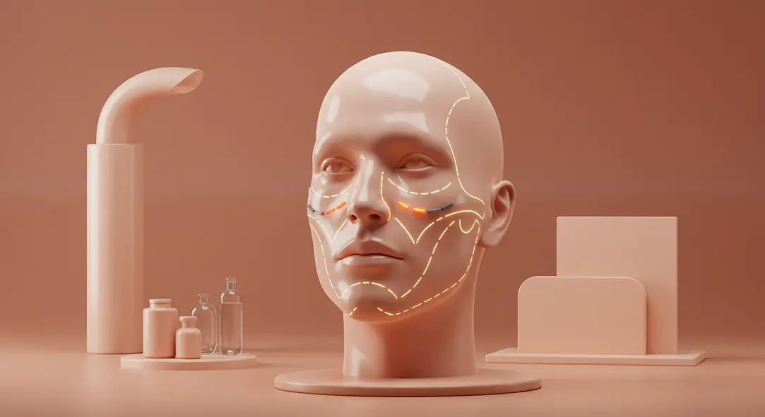 얼굴 윤곽 복합 수술의 핵심 원리를 보여주는 3D 이미지