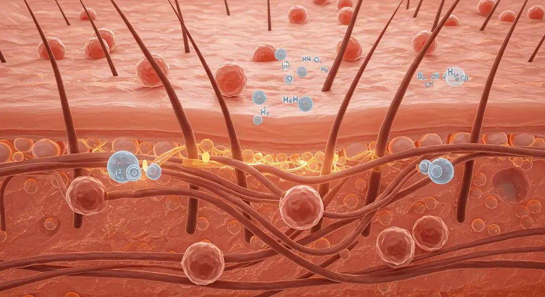 잘루프로는 아미노산과 히알루론산을 공급하여 피부 속 섬유아세포를 활성화시키는 원리로 작동합니다.