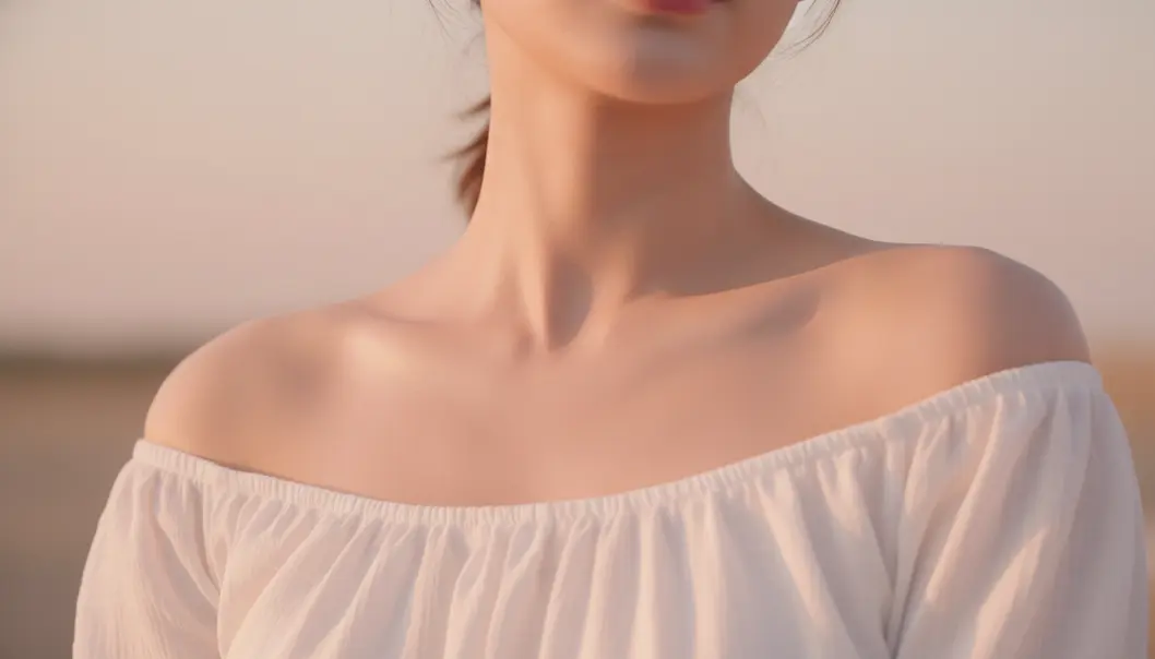 부드러운 어깨 라인은 여리여리한 무드를 연출하는 핵심 요소입니다.