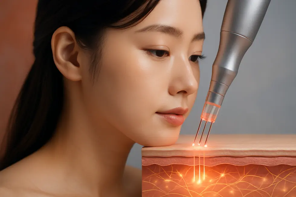 イントラセル：極細針とRFエネルギーで肌の奥からコラーゲンを生成する仕組み。