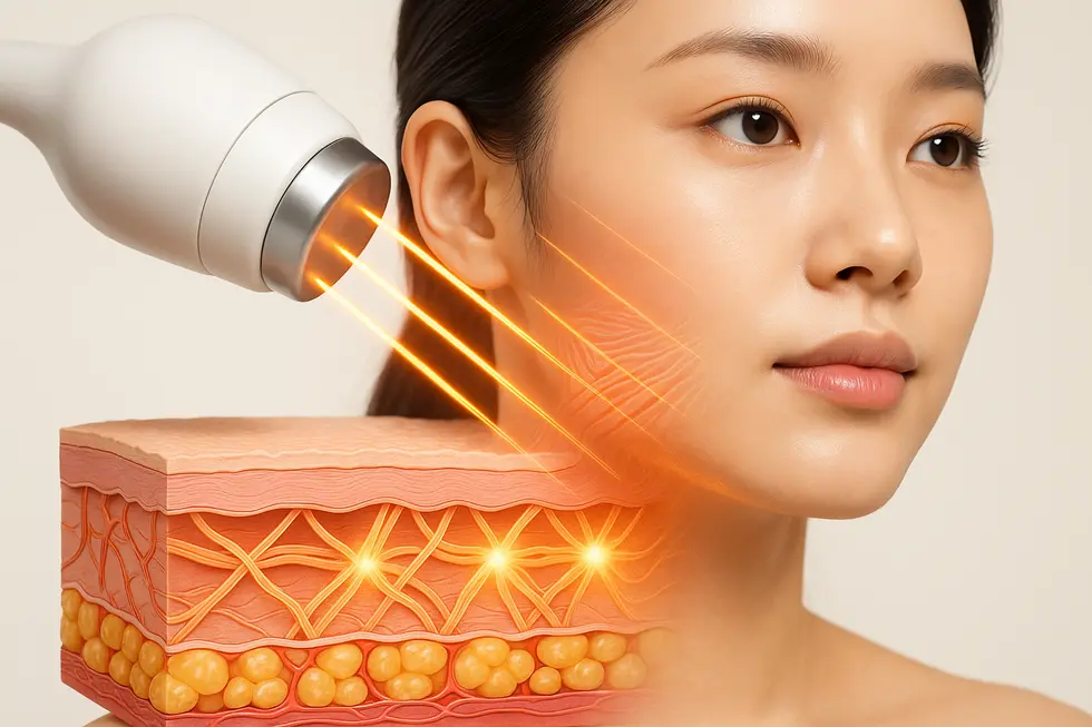 コンフォートデュアルは、高周波エネルギーで肌深層のコラーゲンを活性化し、たるみやシワにアプローチします。