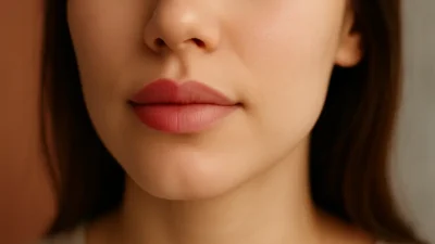 唇のタトゥー施術の前後を表現した、血色感のある美しい唇のクローズアップ画像。