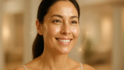 チューンリンクル施術後の、ハリとツヤのある美しい肌を持つ女性のポートレート。