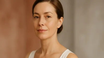 Refirmeリフティングで肌のたるみが改善され、自然なリフトアップ効果を実感している女性の顔のクローズアップ。