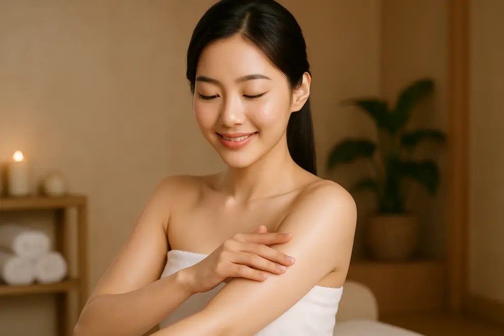 医療レーザー脱毛で手に入れた、なめらかで自信あふれる肌のイメージ。