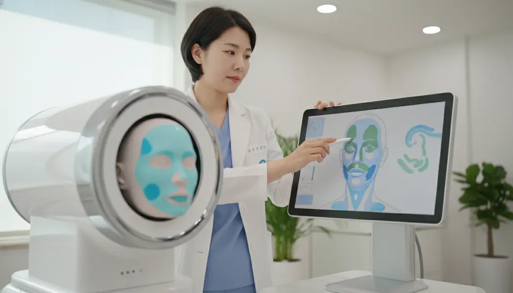 術前進行專業的3D肌膚檢測，是客製化醫美評估的關鍵步驟。