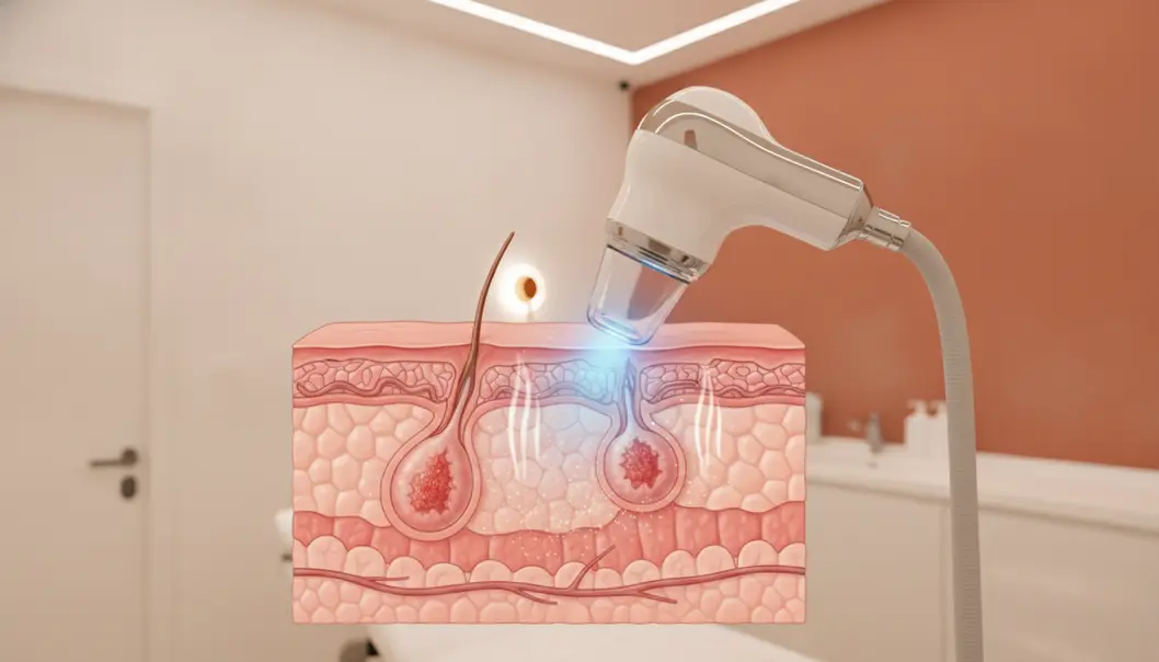 Derma Acne 結合射頻熱能消融異常皮脂腺與 415nm 藍光光動力高效殺菌機制