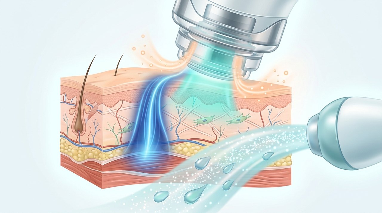 皮膚拉提療程 治疗渗透深度、效果维持期与疼痛指数对比信息图