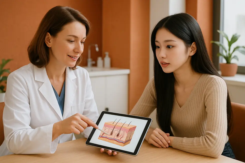 專業醫師詳細評估肌膚狀況，為患者推薦最適合的 Coomes Peel 療程方案。