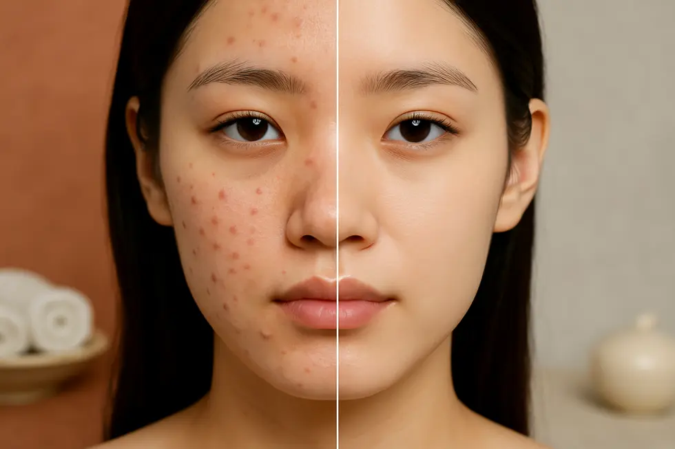 海藻矽針煥膚:韓國皮膚管理的秘密武器,告別痘痘粉刺、粗大毛孔! 2 海藻矽針煥膚前後對比示意圖,展現肌膚紋理與平滑度的改善。